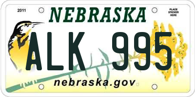 NE license plate ALK995