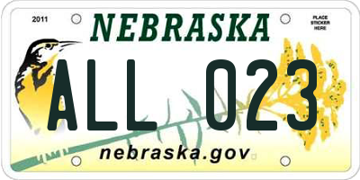 NE license plate ALL023