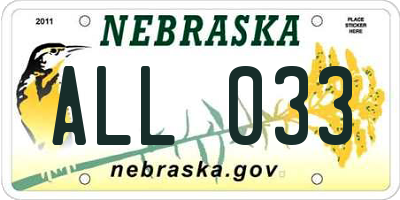 NE license plate ALL033