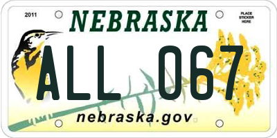 NE license plate ALL067