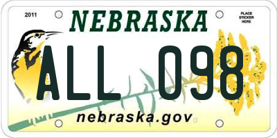 NE license plate ALL098