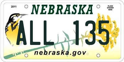 NE license plate ALL135