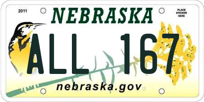 NE license plate ALL167