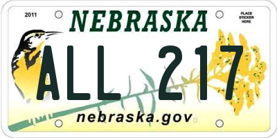 NE license plate ALL217