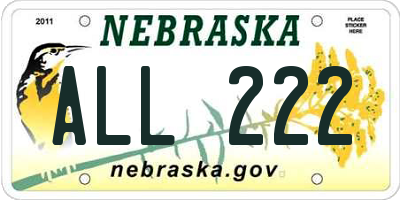 NE license plate ALL222