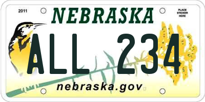 NE license plate ALL234