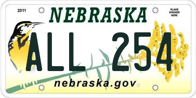NE license plate ALL254