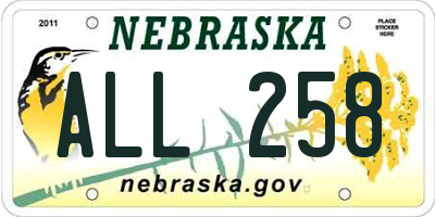 NE license plate ALL258
