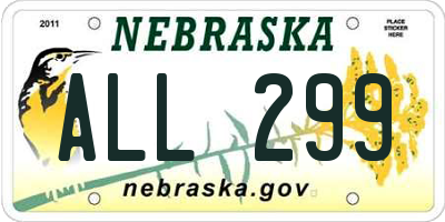 NE license plate ALL299