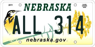 NE license plate ALL314