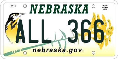 NE license plate ALL366