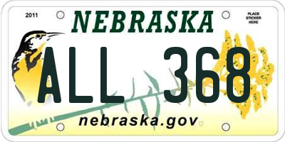 NE license plate ALL368