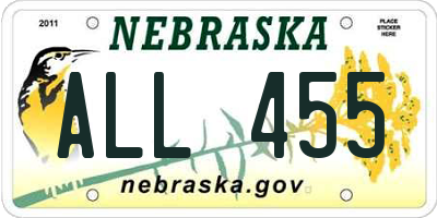 NE license plate ALL455