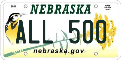 NE license plate ALL500