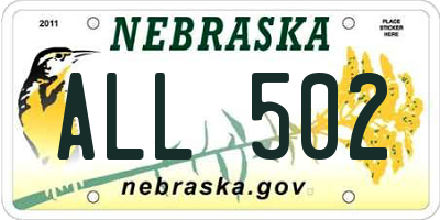 NE license plate ALL502