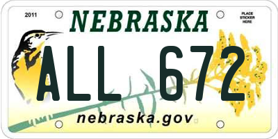 NE license plate ALL672