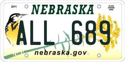 NE license plate ALL689