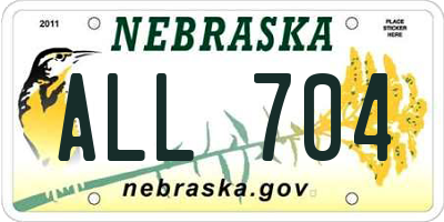 NE license plate ALL704