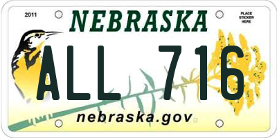 NE license plate ALL716