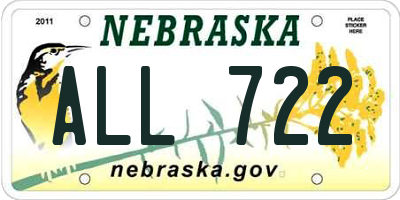 NE license plate ALL722