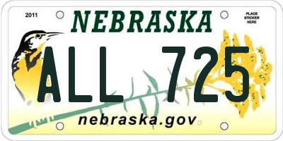 NE license plate ALL725