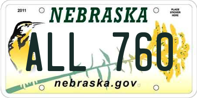 NE license plate ALL760