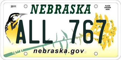 NE license plate ALL767
