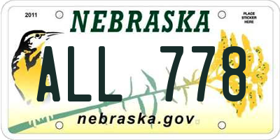 NE license plate ALL778