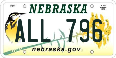 NE license plate ALL796