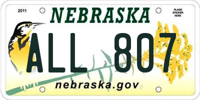 NE license plate ALL807