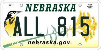 NE license plate ALL815