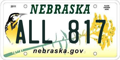 NE license plate ALL817