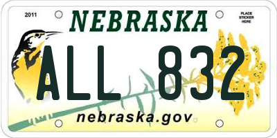 NE license plate ALL832