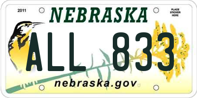 NE license plate ALL833