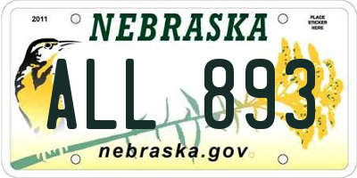 NE license plate ALL893