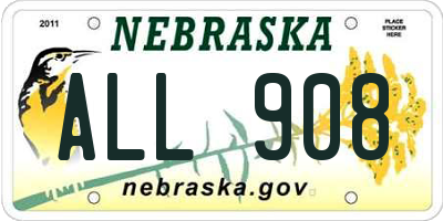 NE license plate ALL908