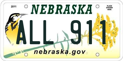 NE license plate ALL911