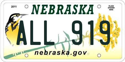 NE license plate ALL919
