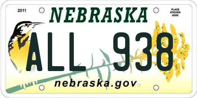 NE license plate ALL938