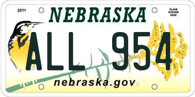 NE license plate ALL954