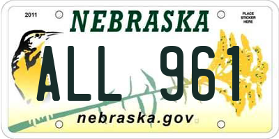 NE license plate ALL961