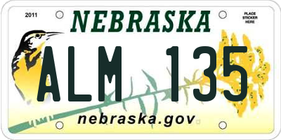 NE license plate ALM135