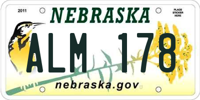 NE license plate ALM178