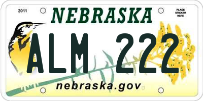 NE license plate ALM222