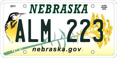NE license plate ALM223