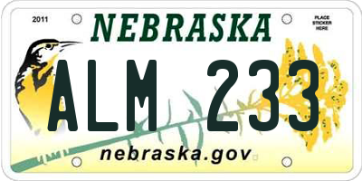 NE license plate ALM233