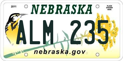NE license plate ALM235