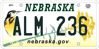NE license plate ALM236