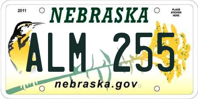 NE license plate ALM255