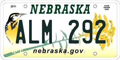 NE license plate ALM292